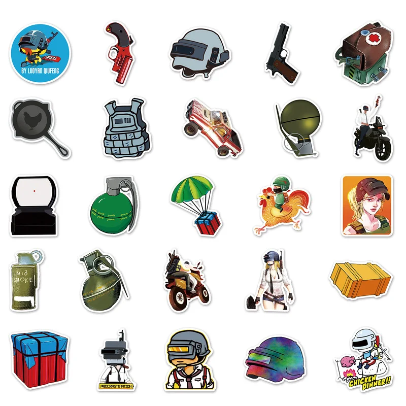 Мультяшные Аниме игры PUBG наклейки водонепроницаемый СКЕЙТБОРД гитара Чемодан
