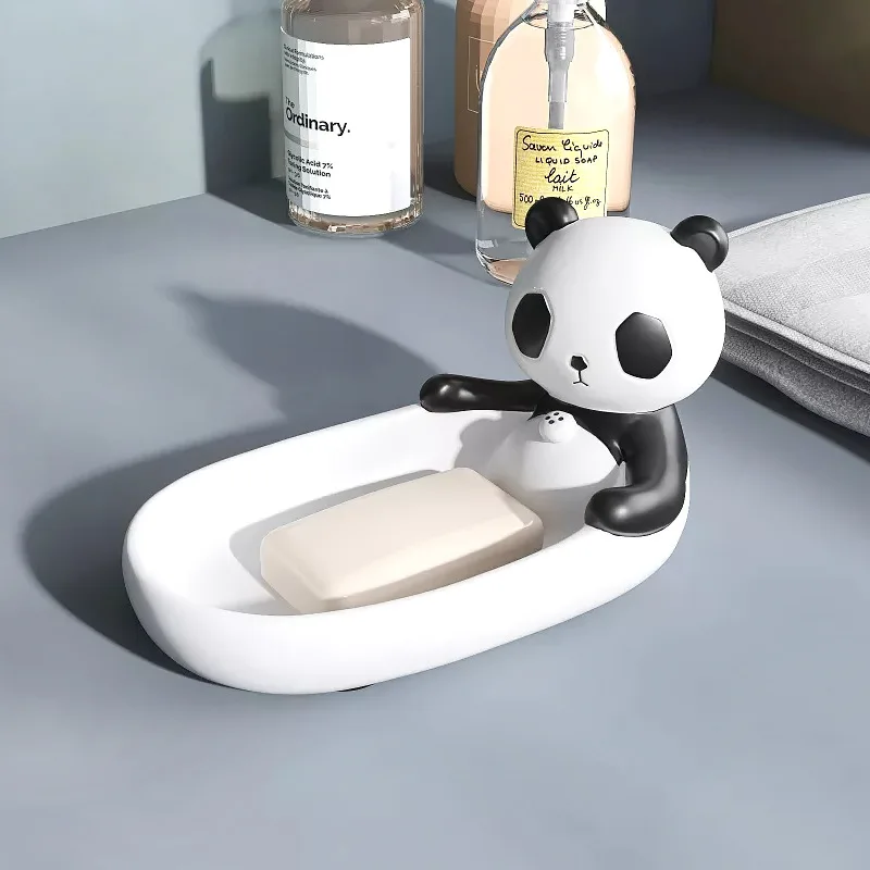 1pcs 18x10x10cm Nordic Creative Panda ornaments,Bathroom toilet soap box,Soap box,Drain shelf,Home decorations,Housewarming gift