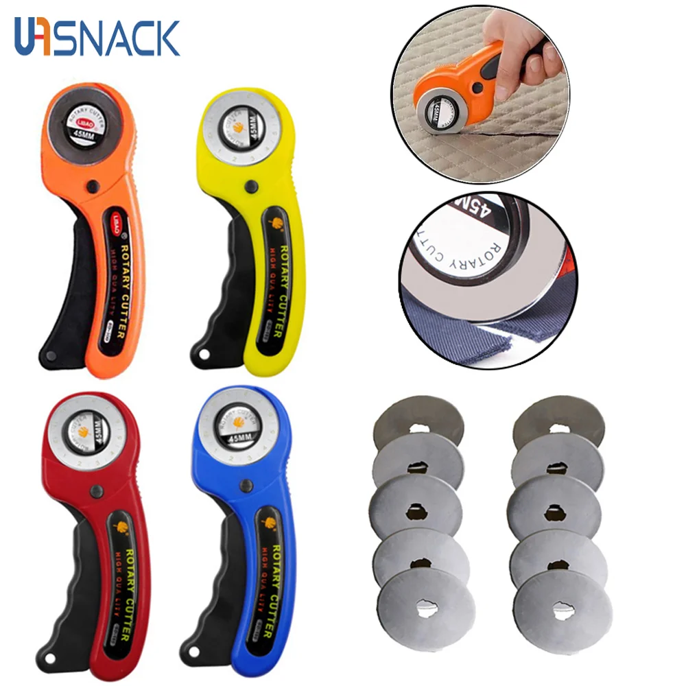 

45MM rotating wheel cloth knife leather paper plastic cutting tool round knife dotted curve wavy line tailor tool round blade