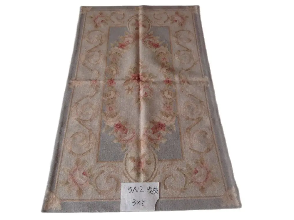 

Бесплатная доставка, маленький ковер 3 'x 5' Aubusson, шерстяные Коврики ручной работы светильник-серый