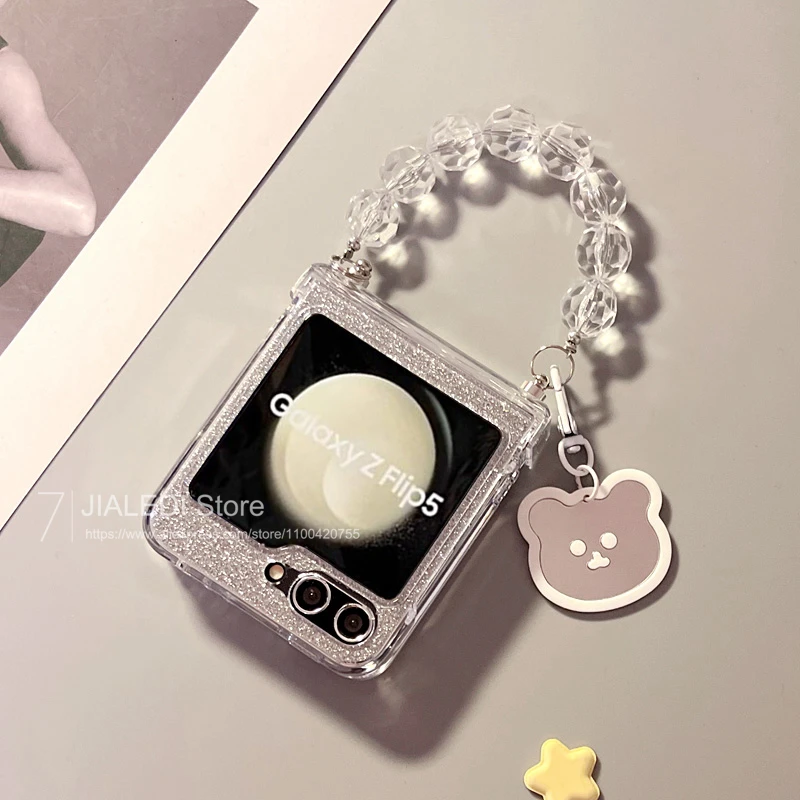 Милый медведь бусины браслет-цепочка блестящий шарнир чехол для телефона Samsung