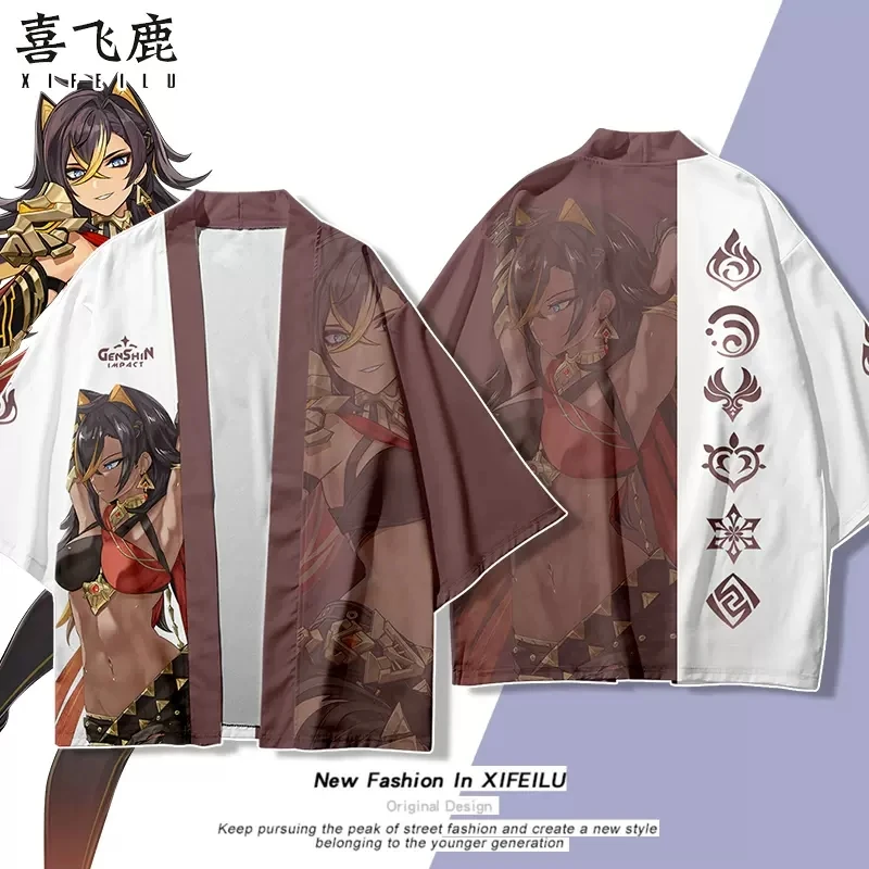 

Модный костюм для косплея аниме Genshin Impact Dehya Haori, новое летнее кимоно юката, плащ, студенческий кардиган, пальто, топы