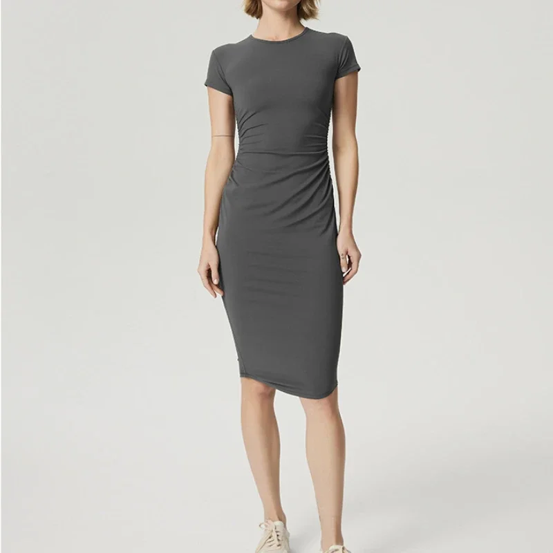 Женское платье Freizeit с коротким рукавом и круглым вырезом