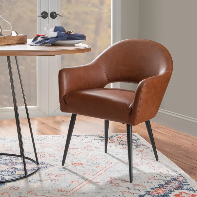 

Обеденный стул Sadler с мягкой обивкой, коричневая ткань с ножками эспрессо