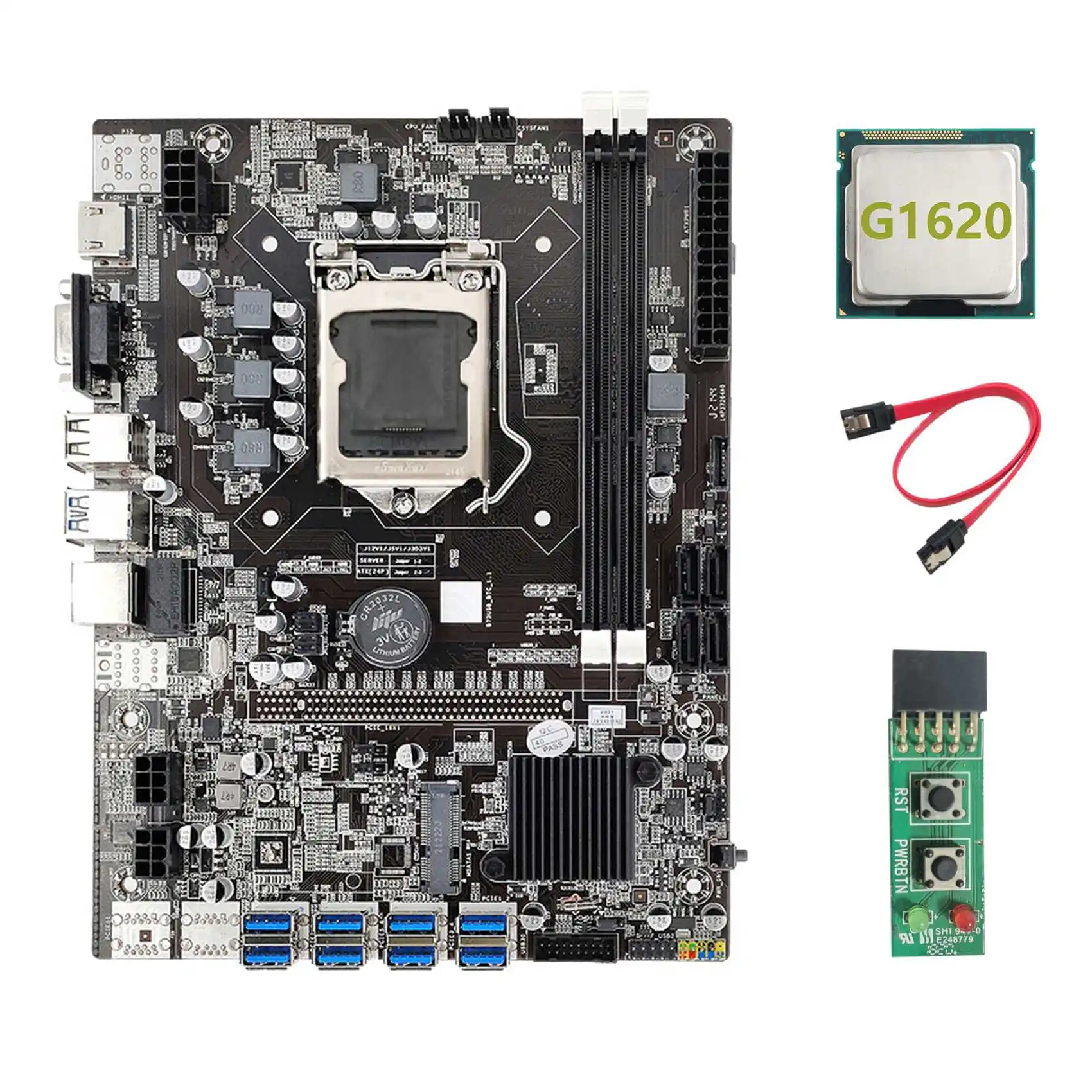 

B75 USB ETH Mining Motherboard 8XUSB3.0+G1620 CPU+Switch Board+SATA Cable LGA1155 DDR3 B75 USB BTC Miner Motherboard