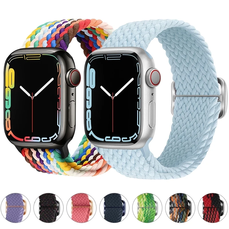 44mm Braided Loop Strap For Apple Series 6 7 8 Smart Watch X8 XS8 Max Breathable Smartwatch WristBelt T500 Plus I7 W27 T900 Pro