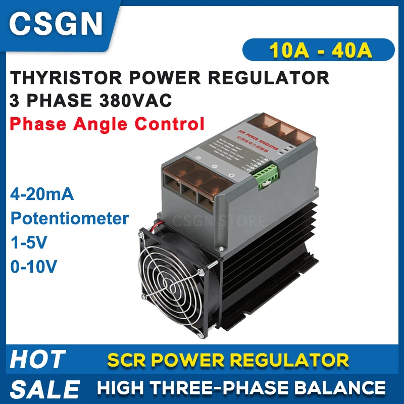 

10A 25A 40A 3 Phase SCR Power Controller Thyristor Power Regulator With 4-20mA Potentiometer 0-10V 1-5V Control Signal