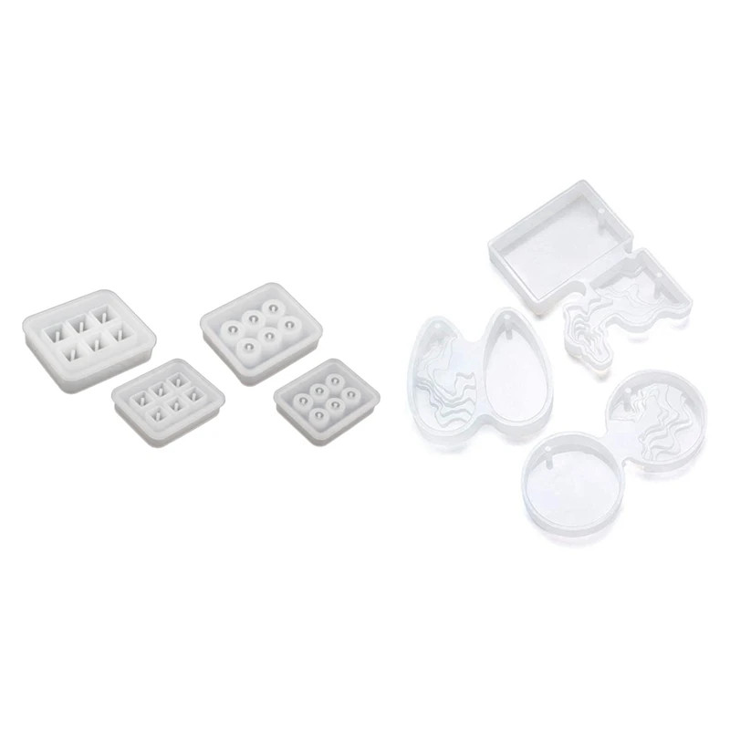 

4 шт. прозрачная белая круглая квадратная силиконовая форма для бусин и 3 шт. белая форма для смолы форма для эпоксидной смолы форма для ювели...