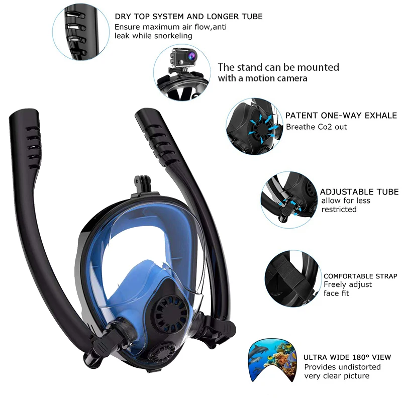 

New style Wholesale Snorkel breath in and out seperately (color: black, pink, blue) for 7/6/5/4/3+3/2/1