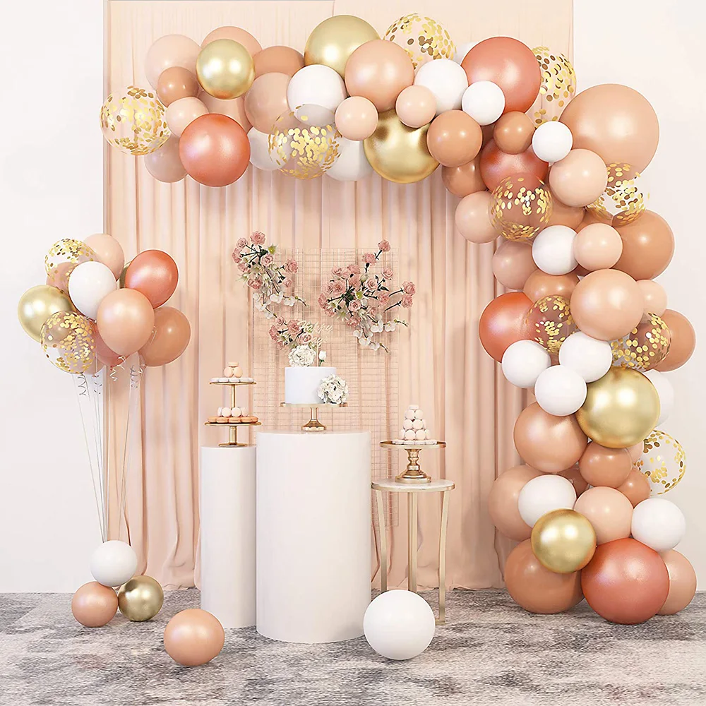 

107pcs Pastel Blush Retro Rose Gold Balloons Garland Arch Kit For Birthday Party Decorations Wedding Baby Shower Supplies