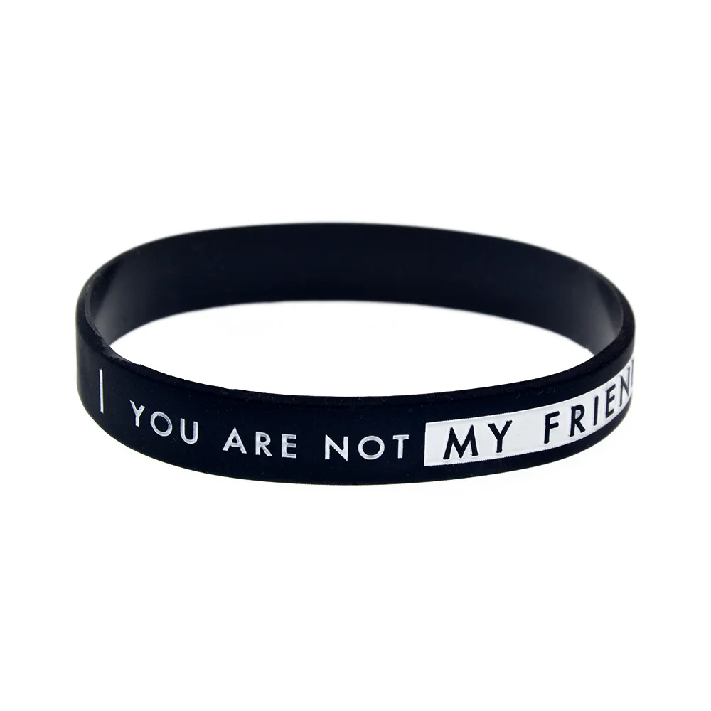 

50 PCS You are not My Friend You are My Brother Silicone Rubber Wristband Black and White