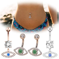 evil eye dangled belly button rings 14g cz steel navel rings for women surgical steel barbell belly rings piercings body jewelry