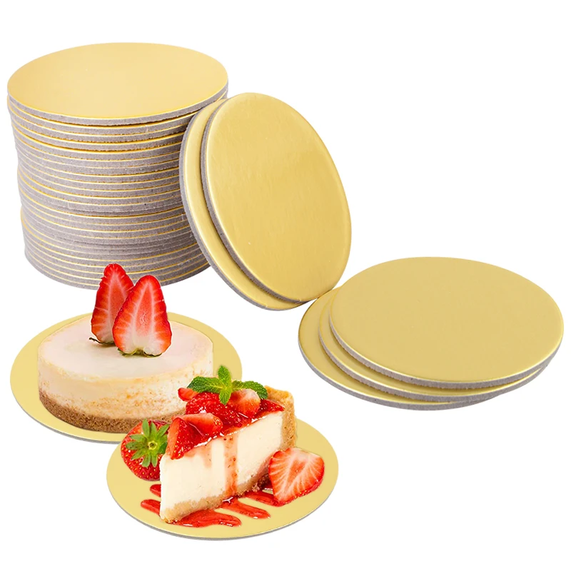 

10,16,22,26cm Golden Round Cake Board Circle Cardboard Base for Cake Decorating Supplies Party Cupcake Dessert Tray Cake Tools