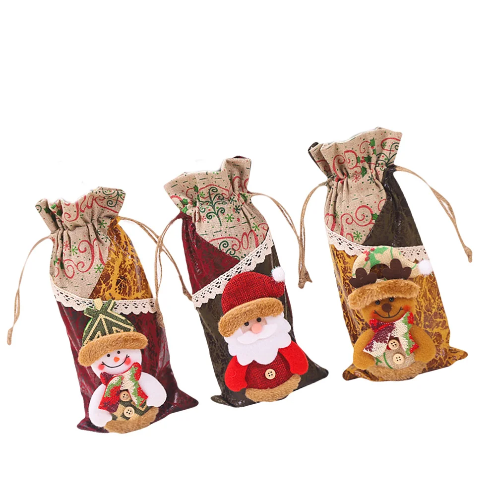 

3pcs Christmas Bottle Bag Christmas Bottle Wraps Bottle Sleeve Christmas Bottle Cover