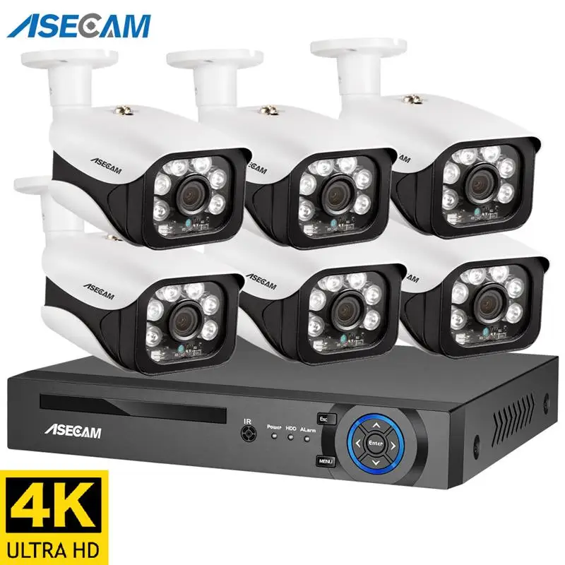 

4K Ultra HD 8MP система видеонаблюдения POE NVR Kit уличный CCTV Bullet IP комплект наружного домашнего видеонаблюдения