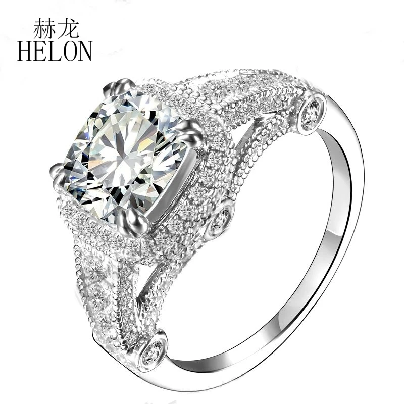 

HELON Sterling Sliver 925 Genuine AAA Graded Cubic Zirconia Engagement Wedding Ring Women Fine Jewelry