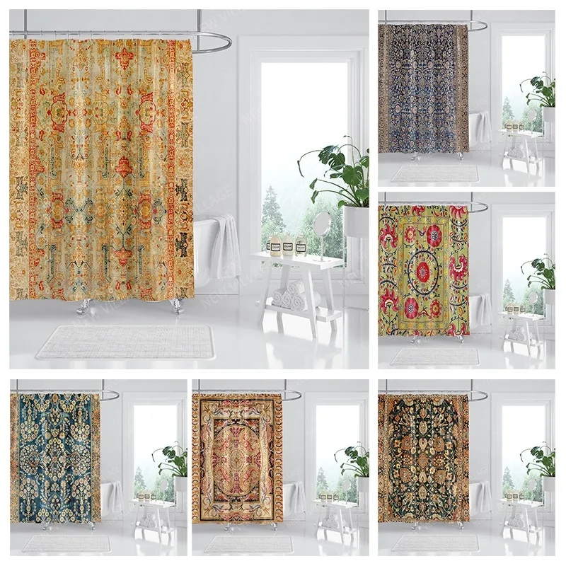 

Waterproof fabric shower curtains Bathroom curtain accessories Bath curtain for shower 180x200cm 240*200 boho decoration vintage