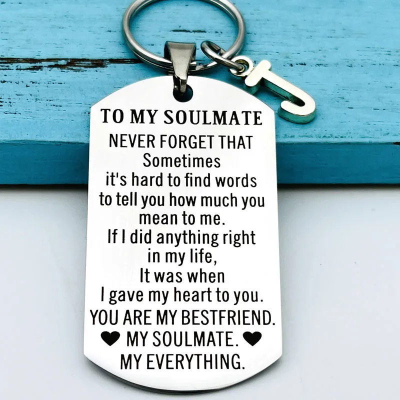

To My Soulmate Keychain Anniversary Gift for Boyfriend Husband Wife Engaged Married Couple Bestfriend Birthday Gifts for Him Her