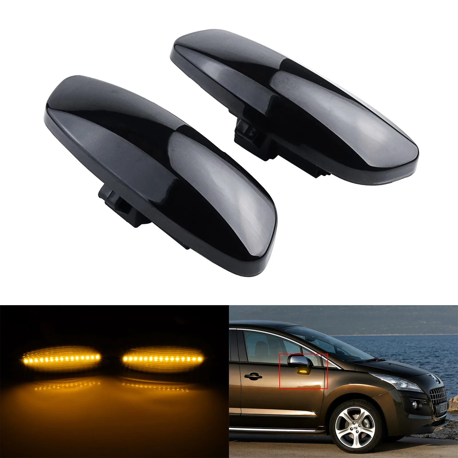 

2X LED Side Marker Indicator Repeater Light For Citroen C3 C4 Picasso C5 DS3 DS4