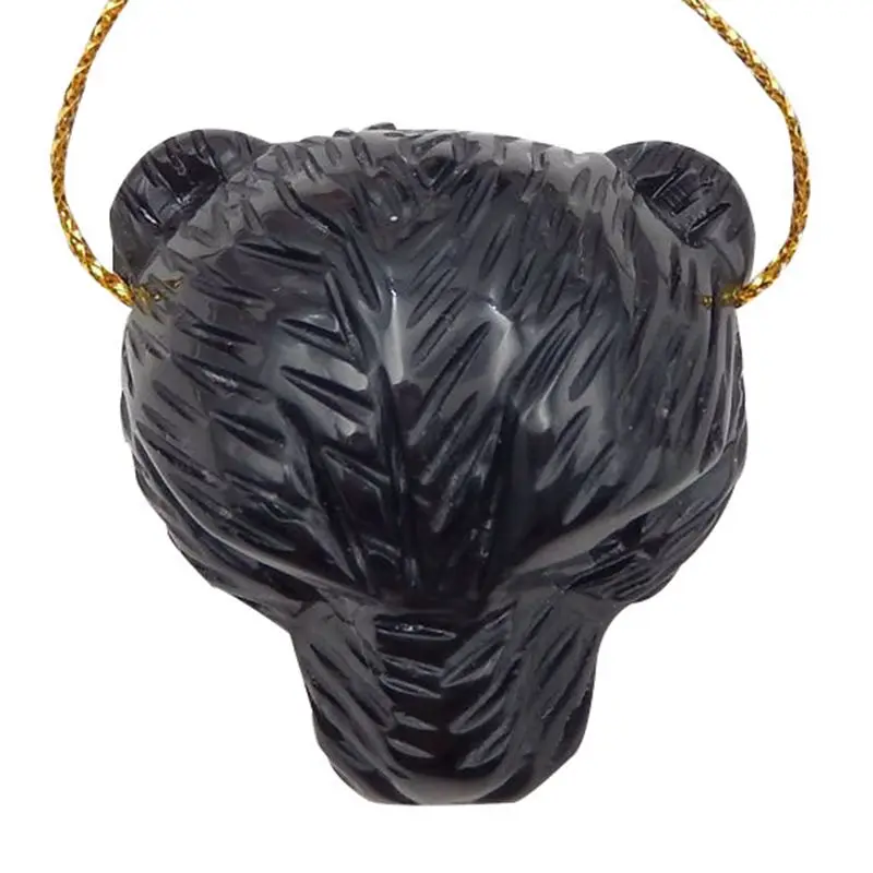 Натуральный камень Обсидиан Резной Медведь голова кулон бисер 35x34x17 мм 22 г