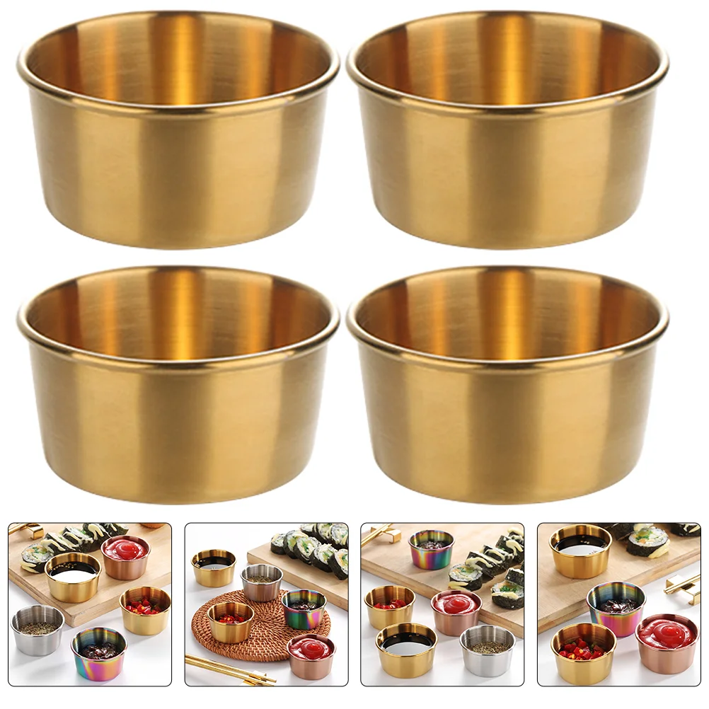 

4 Pcs Sauce Plate Dip Cups Seasoning Bowls Household Sushi Sauce Dishes Seasoning Dishes Stainless Steel Sauce Dipping Bowls