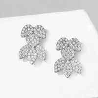 2022 new fashion exquisite elegant white color leaf stud earrings for womens jewelry accessories party birthday gifts