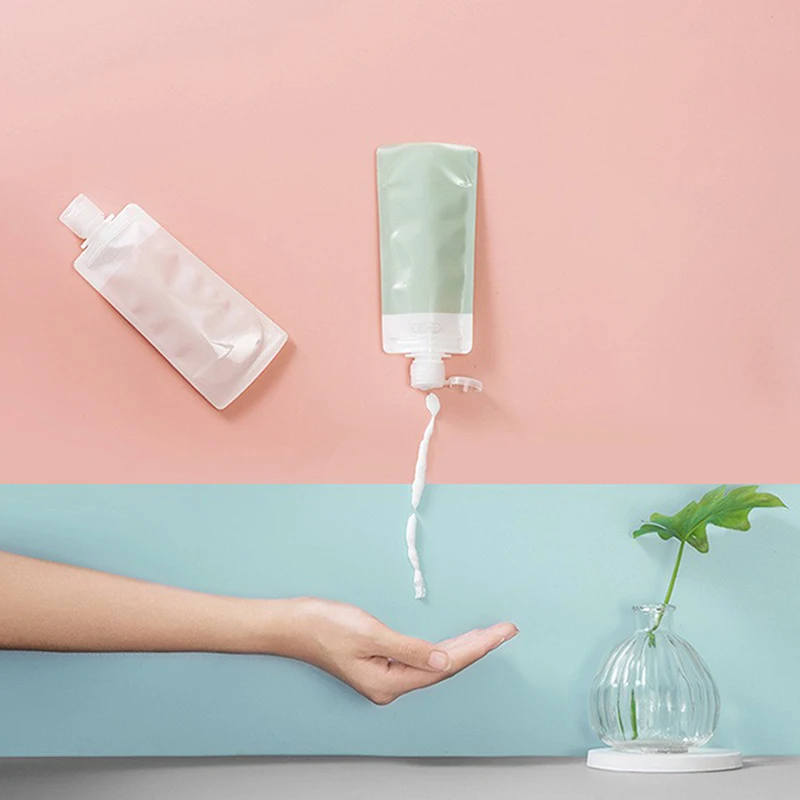 

2Pcs Portable Lotion Dispenser Travel Liquid Cosmetic Shampoo Storage Container Mini Transparent Refillable Stand Up Sealed Bags