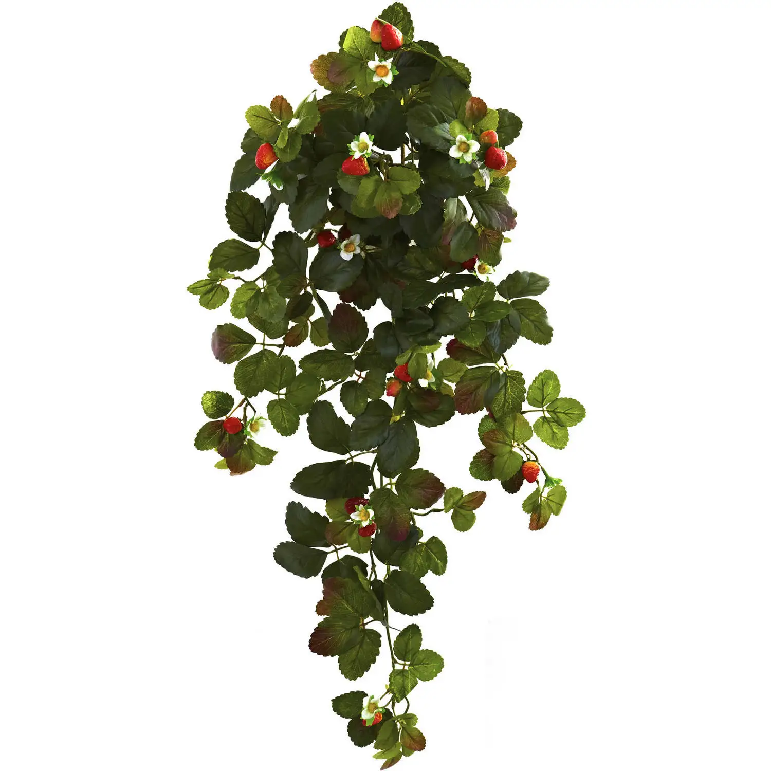 

31" Strawberry Hanging Bush Artificial Plant with Berry, Set of 2, Green