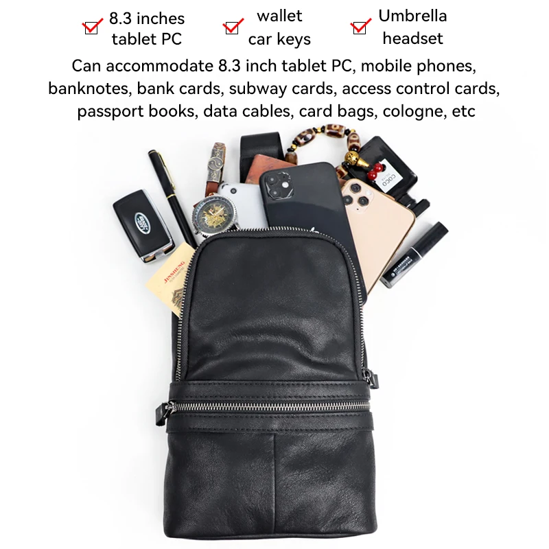 Модная нагрудная сумка через плечо из натуральной кожи мужские спортивные