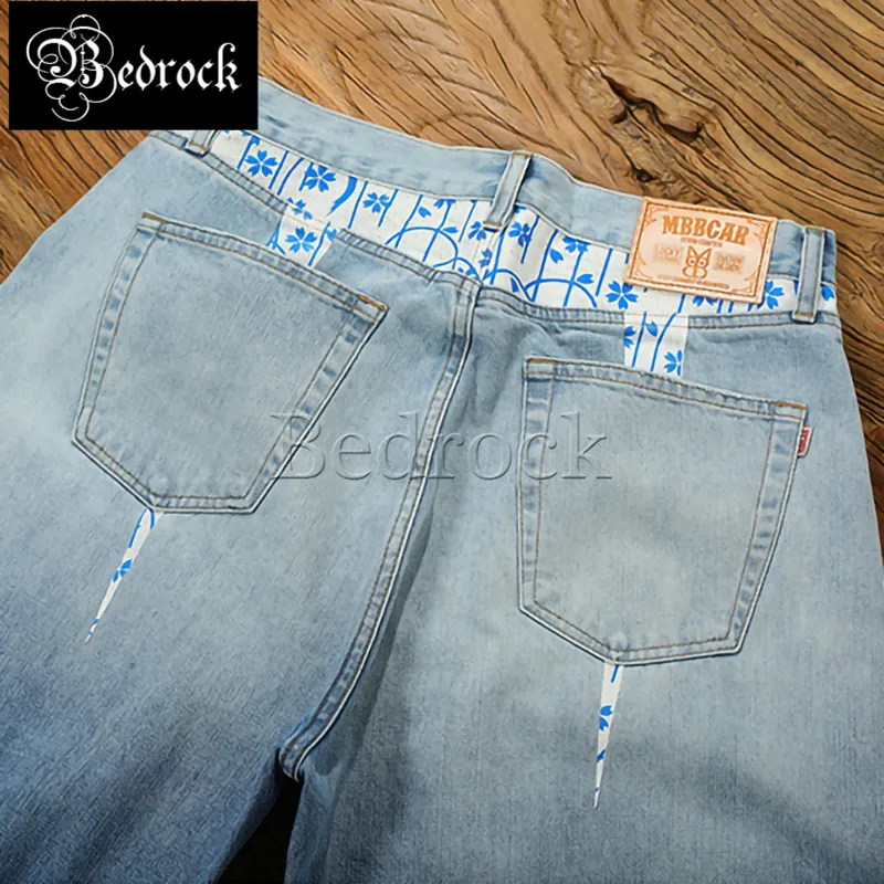 MBBCAR 14.5oz one washed selvedge denim jeans loose pencil pants for men fixed color original white blue gradient jeans 7372