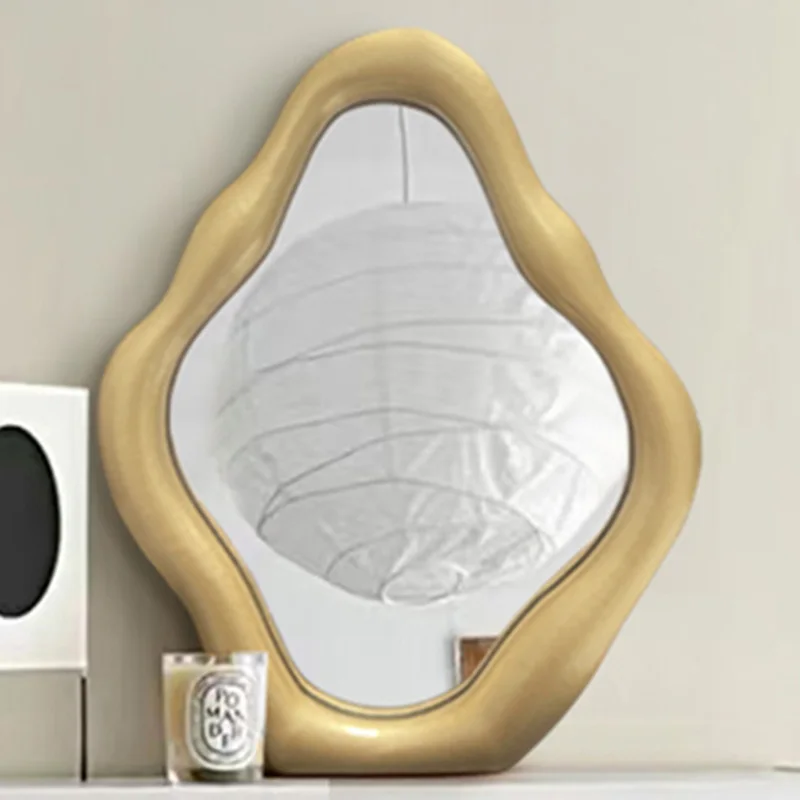

Led Decorative Wall Mirrors Aesthetic Hanging Cute Dressing Table Irregular Mirror Make-up Espejo Pared Home Decoration XY50dm
