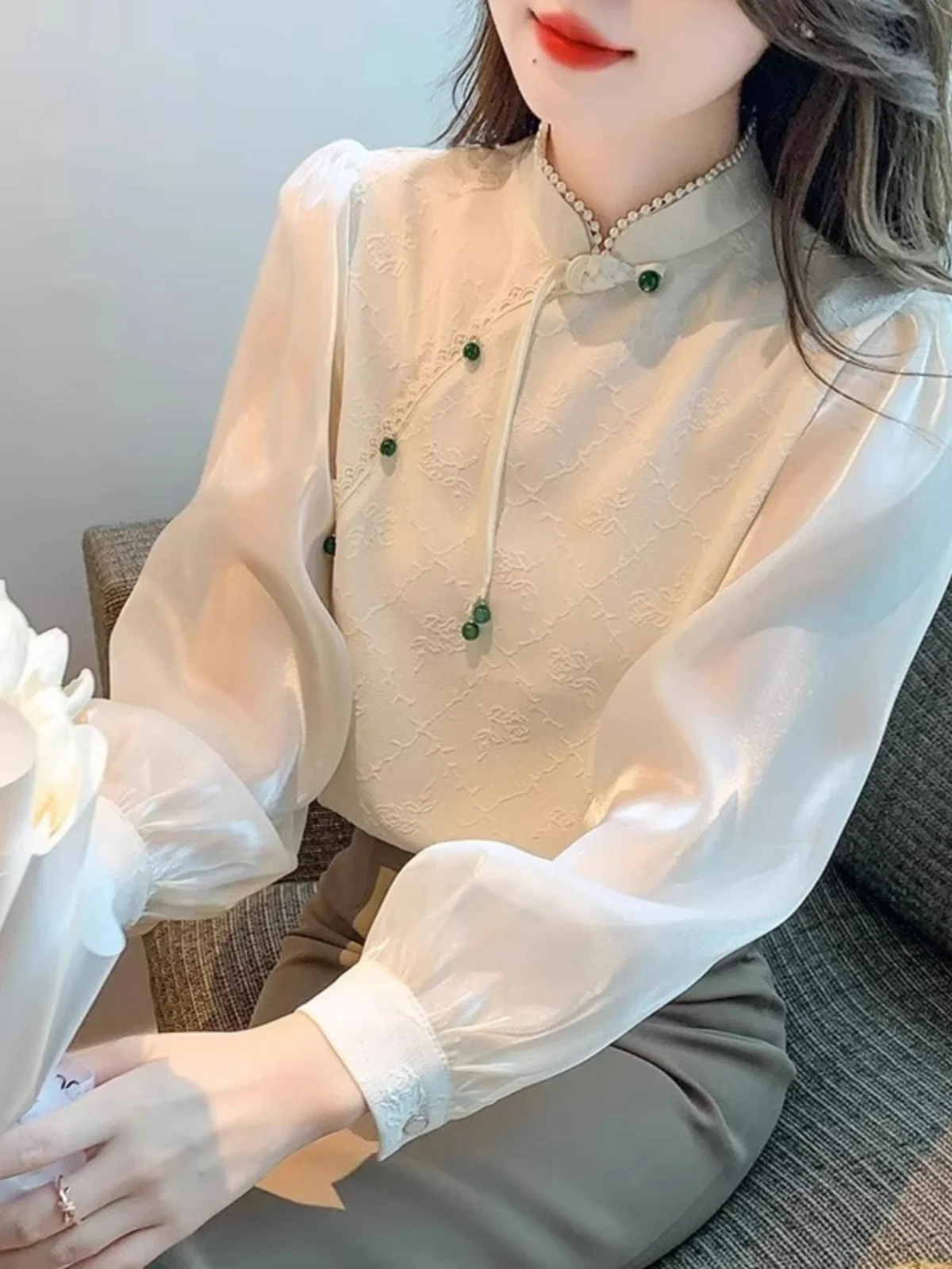 Новый китайский Sle Light National Top Женская весенне-осенняя высококачественная рубашка