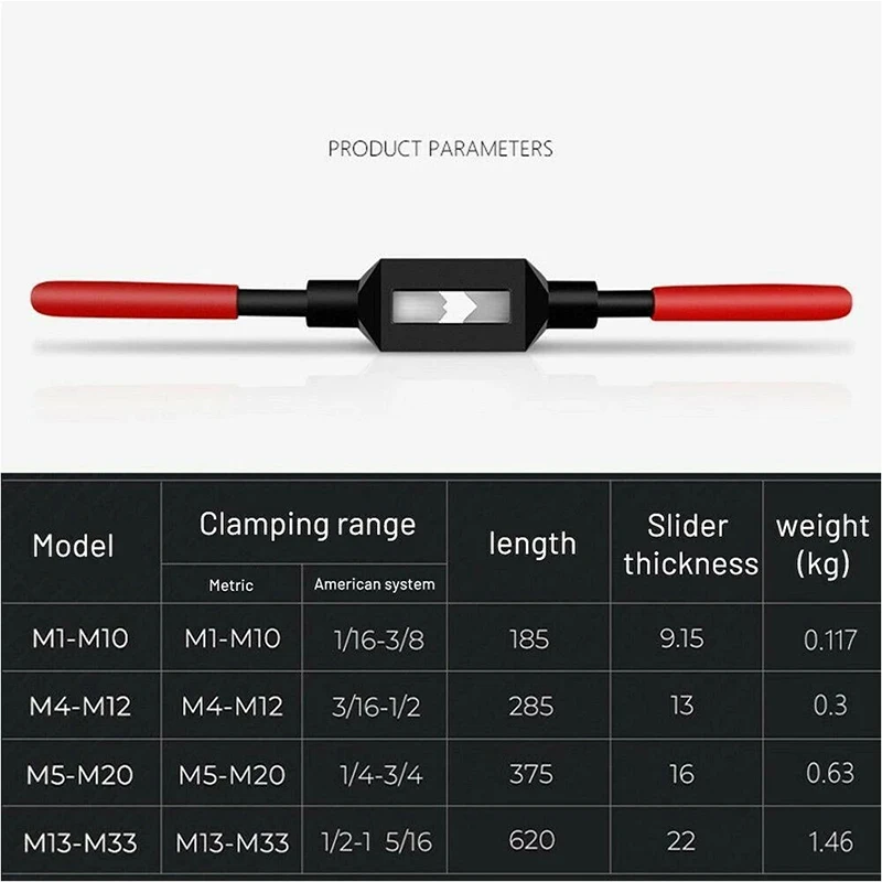 

Adjustable Tap Wrench With Anti-Slip Handle Wear Resistant High Hardness Easy To Use Durable For Tapping Operations