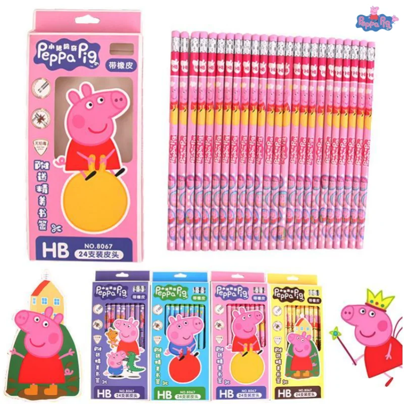 

Peppa Pig primary school students pencil hb children's kindergarten wholesale sketch test George Pig cartoon rubber head Gift