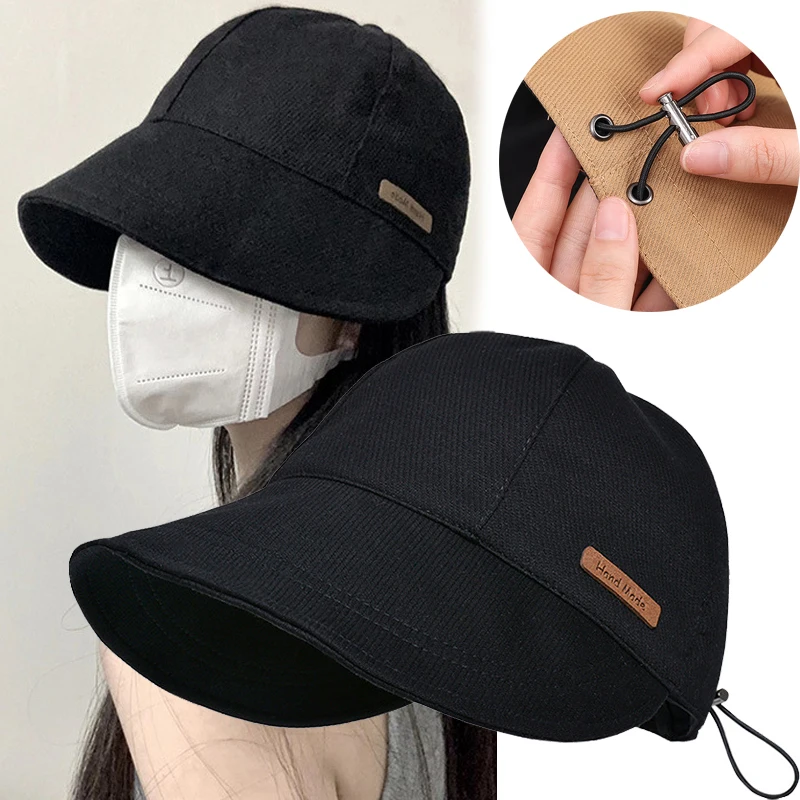 

Summer Sunscreen Portable Outdoor Beach Bucket Hat Foldable Wide Brim Women Adjust Sun Protection Visors Fisherman Panama Caps