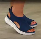 Женские сетчатые сандалии на танкетке, светильник удобные уличные босоножки без шнуровки, лето 2022