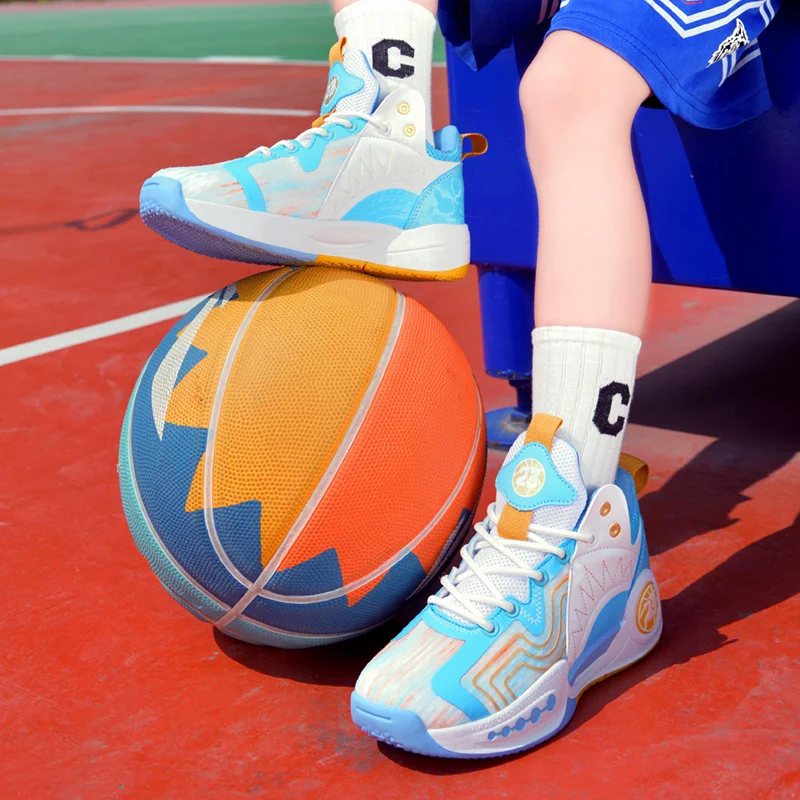 Summer  Breathable Mesh Kids Basketball Shoes Comfortable Non-slip Children Basketball Sneakers Wear-resistant Teens Sports Shoe