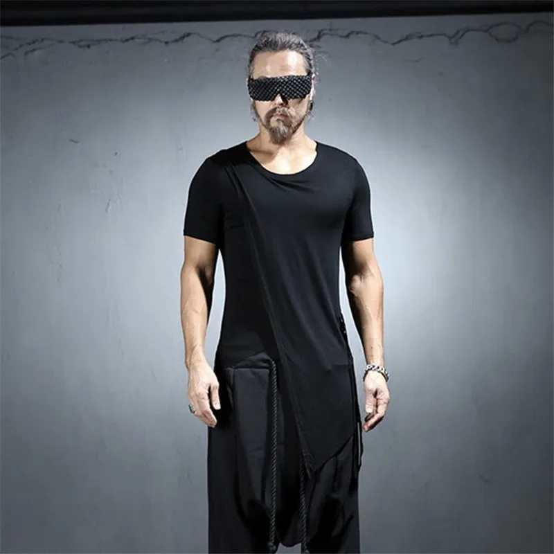 

6894-Spring and summer fashion shirt tide male personality European and American printing short-sleeved T-shirt Lycra cotton