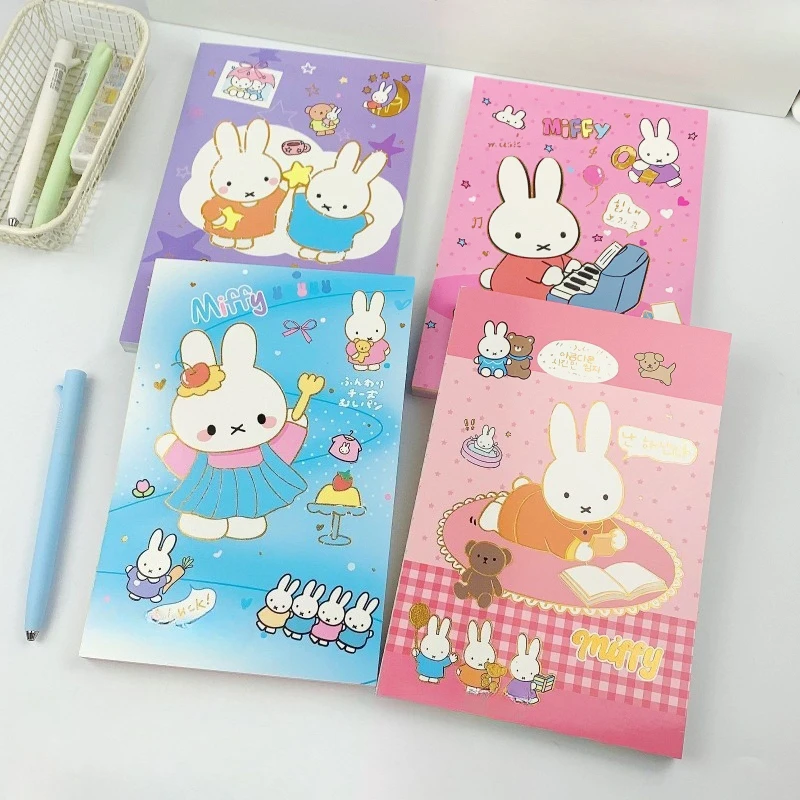 Фото Мультяшный блокнот Kawaii Miffy в новом стиле, формат А5, для студентов, с красочными страницами, утолщенный, практичный подарок для друзей №1
