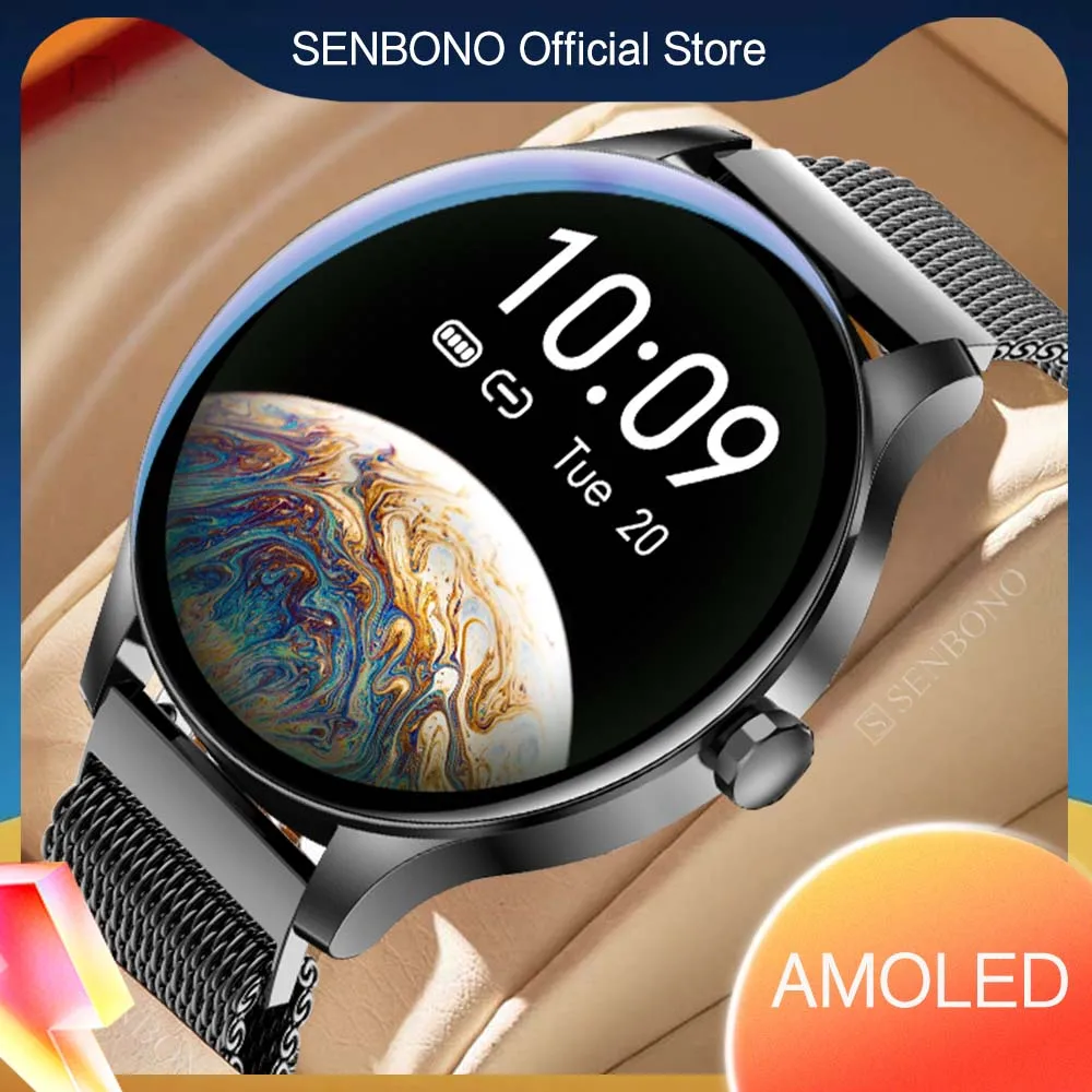 

SENBONO 360*360 AMOLED HD Men's Smart Watch IP68 Waterproof Fitness Tracker Sport Smartwatch Women Men for IOS Xiaomi Androi