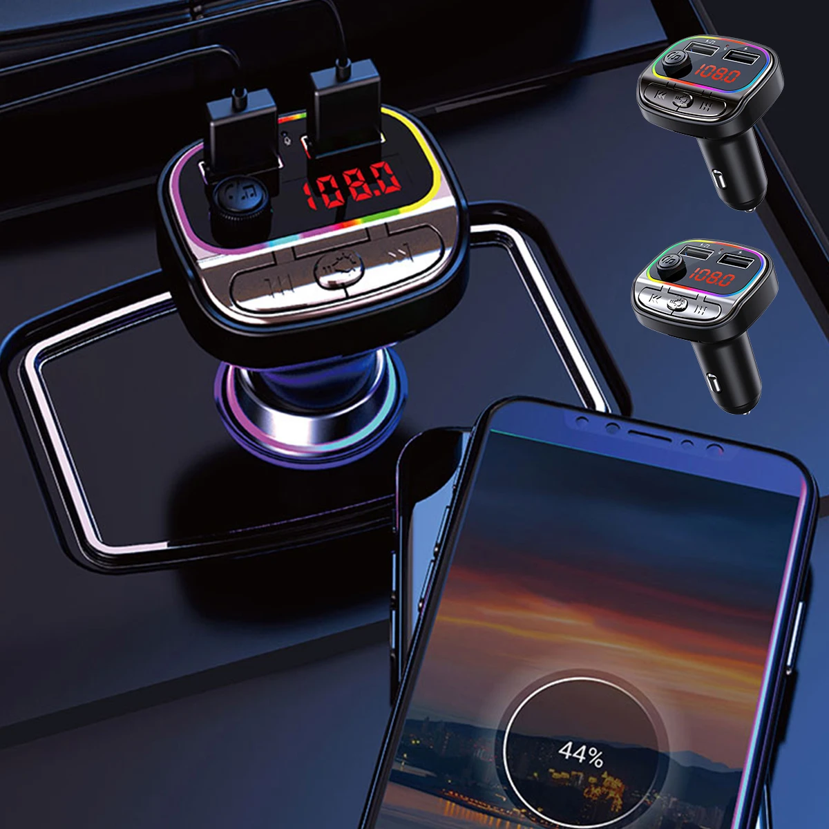 

Лидер продаж, автомобильный FM-передатчик Bluetooth 5,0, автомобильный радиоадаптер с портом А, Двойная зарядка через USB, автомобильный комплект MP3-...