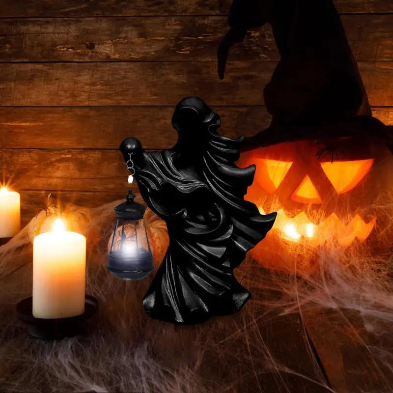 

Faceless Ghost Sculpture Creative Resin Halloween Ghost Statue With Lantern Garden Ornaments Scary Horror Sculpture Yard Decors