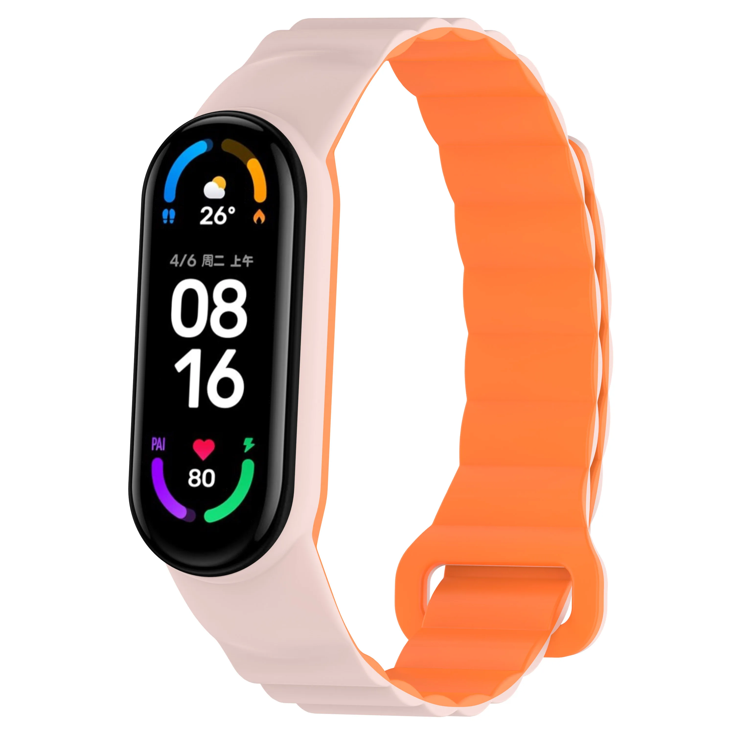 Ремешок магнитный для Mi Band 7 спортивный силиконовый резиновый браслет