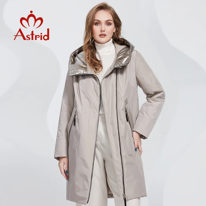 

Astrid 2022 Spring Women Parkas Oversize Long Padded Down Coats Hooded Slanted Zipper Women's Jacket Outerwear Quilted AM-10013