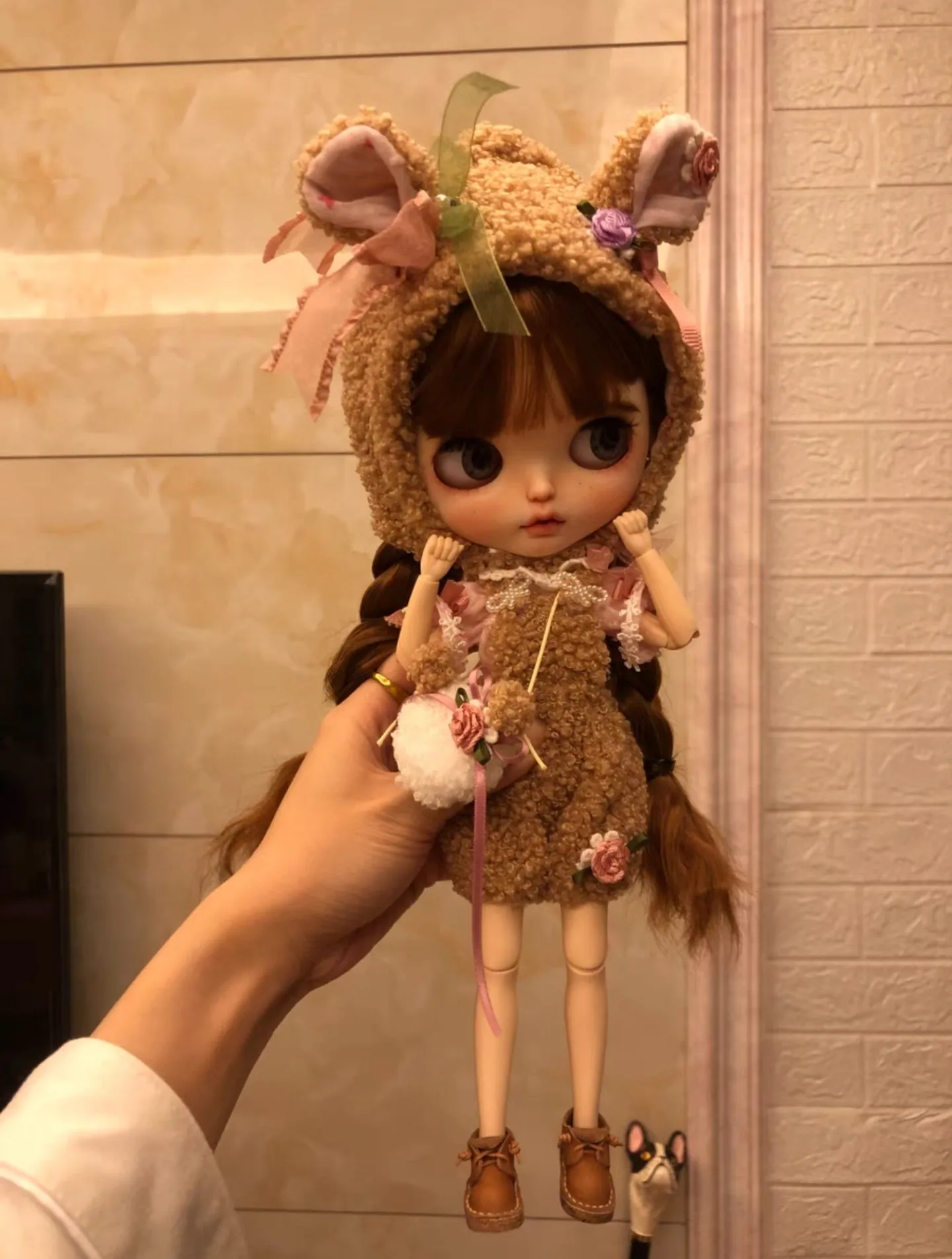 Оригинальный Blythe Flower Bear 4 шт. шляпа + топы юбка на бретелях сумка 1/6 30 см (подходит