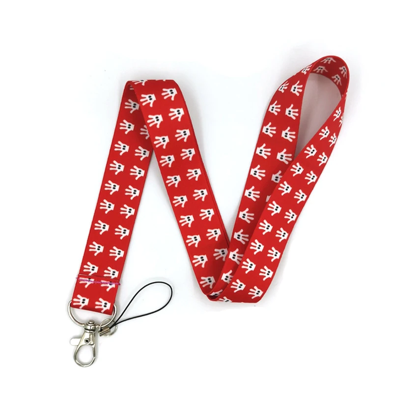 

Red Mickey Hand Keychain Lanyards Id Badge Holder ID Card Pass Gym Mobile Phone Badge Holder Key Strap webbings ribbons