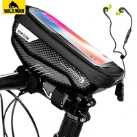 wild man bike handlebar bag rainproof 5 86 0 inch phone case touch screen bicycle bag top front tube bag cycling accessories
