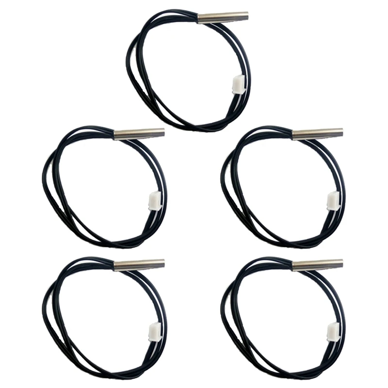 

5Pcs 50Cm NTC Thermistor Temperature Sensor 5X25mm Waterproof Probe Wire B3950 10K 1% NTC W1209 W1401 Cable