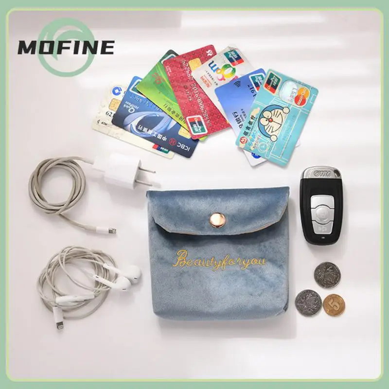 

Soft Coin Purse Buckle Bag Flannel Cosmetic Bag Girl Lipstick Headphone Case Storage Bag Napkin Sanitary Pad Pouch Cute Women