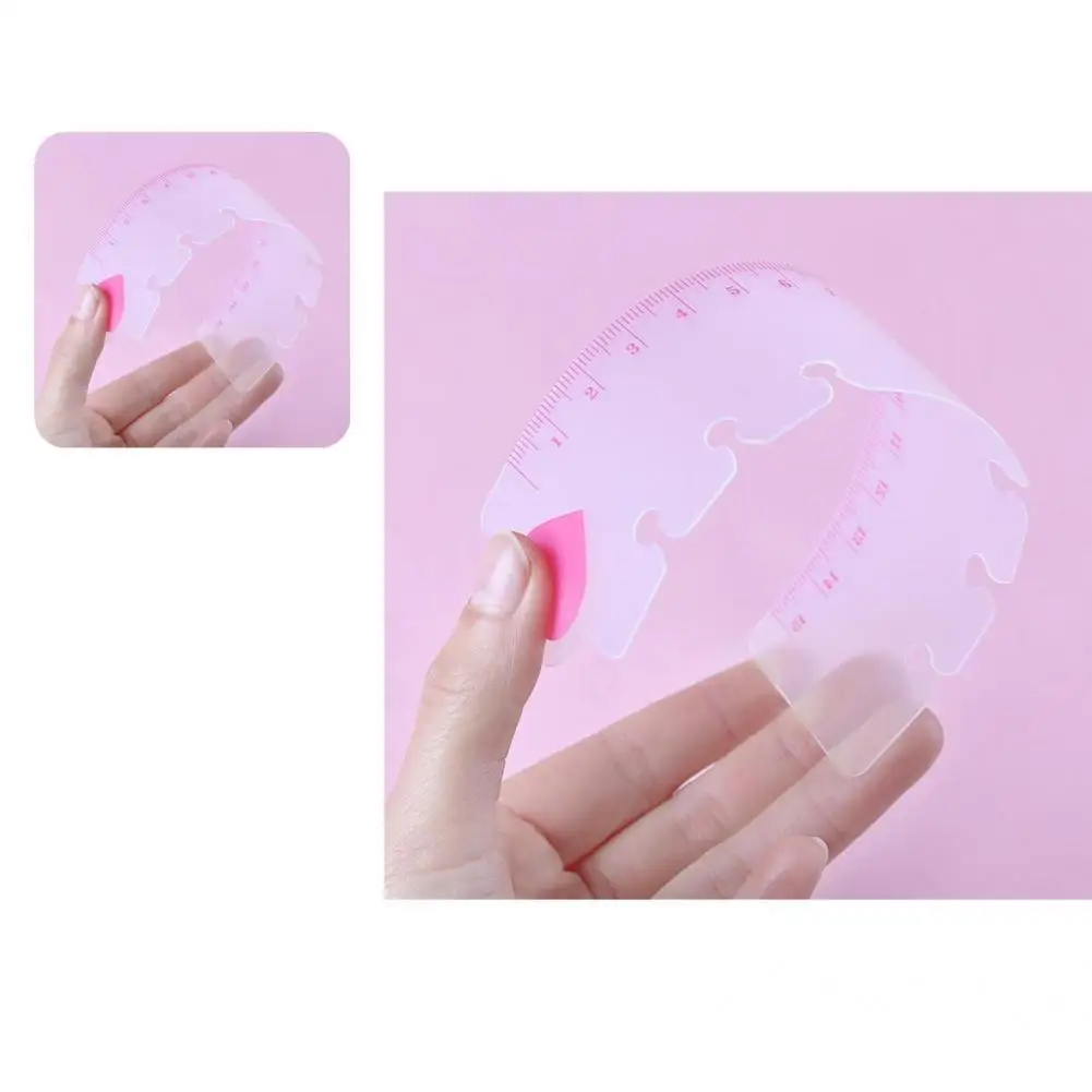 

Hard to Fade 2Pcs Convenient Elastic Round Edge Album Ruler Portable Scrapbook Ruler Clear Pattern for School